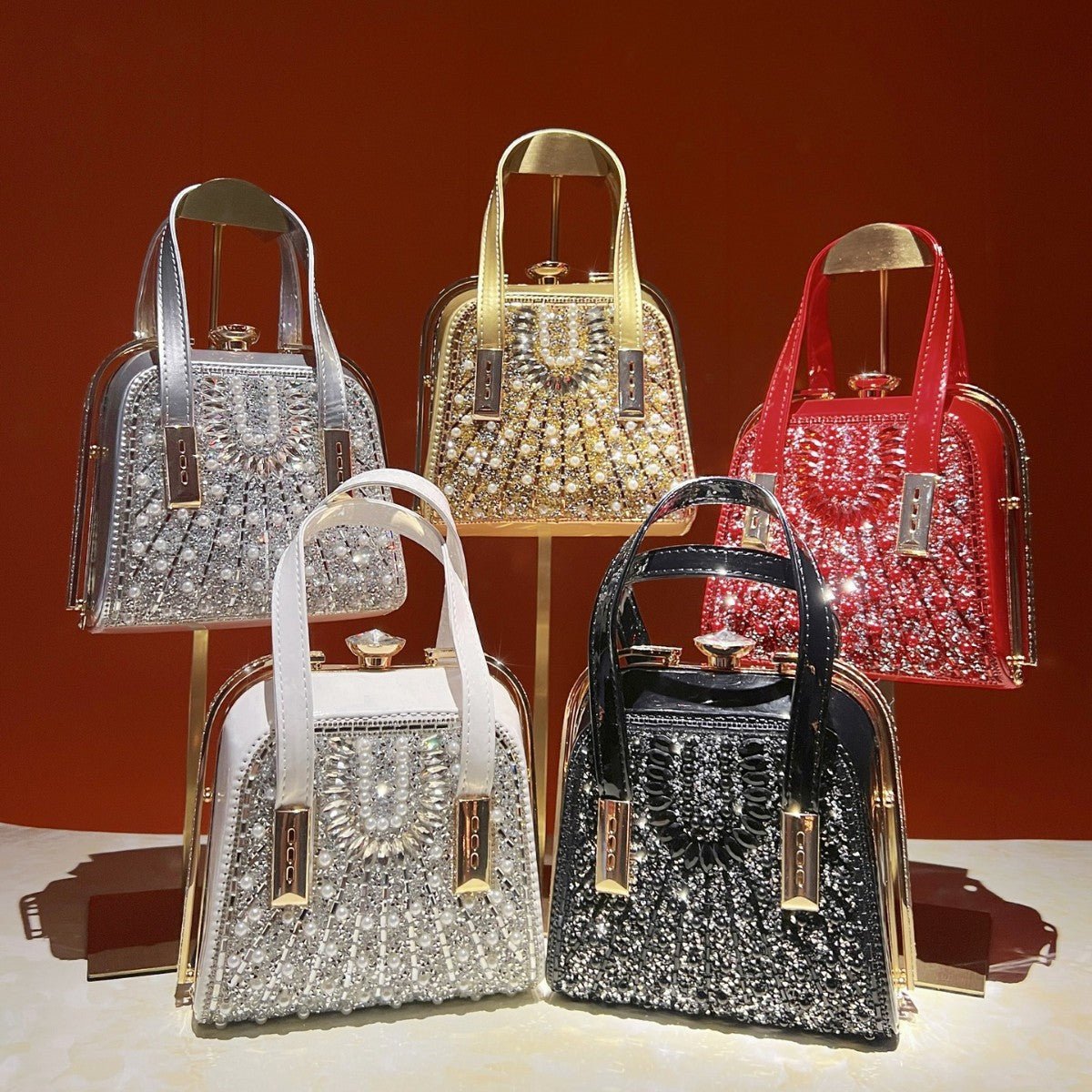 Luxe Pearl & Rhinestone Evening Clutch – Crossbody Clutch Bag