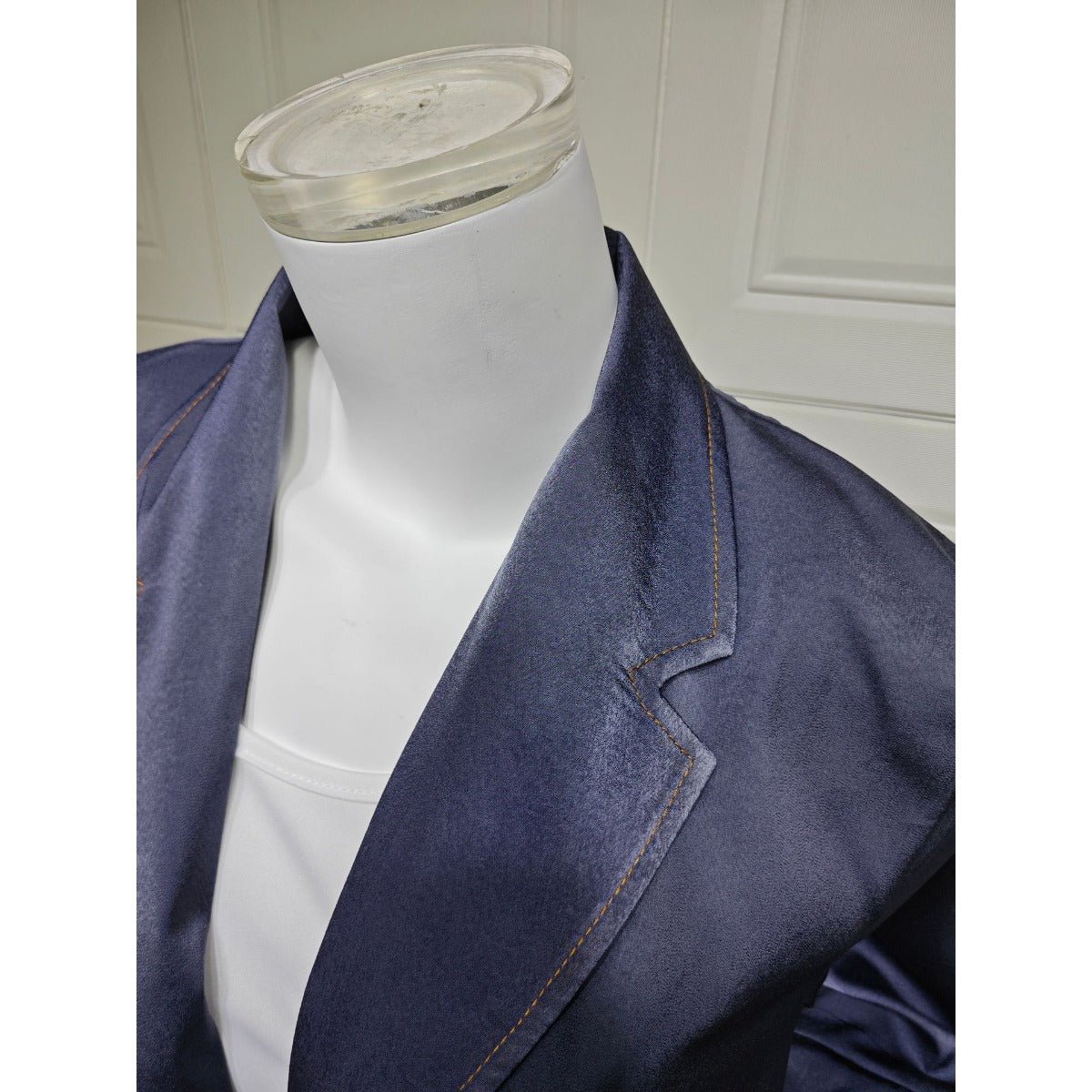 Luxe Suede Robe Dress | Navy Blue Maxi with Gold Accents & Bell Sleeves(MOA200) - Mariam's Collection