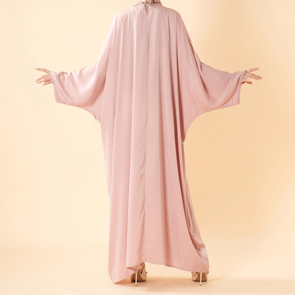 Luxury 3D Ribbon Embroidered Batwing Abaya with Adjustable Waist Tie (MA431) - Mariam's Collection