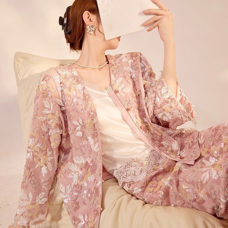 Luxury Embroidered Floral Jacket & Skirt Set(MS307) - Mariam's Collection