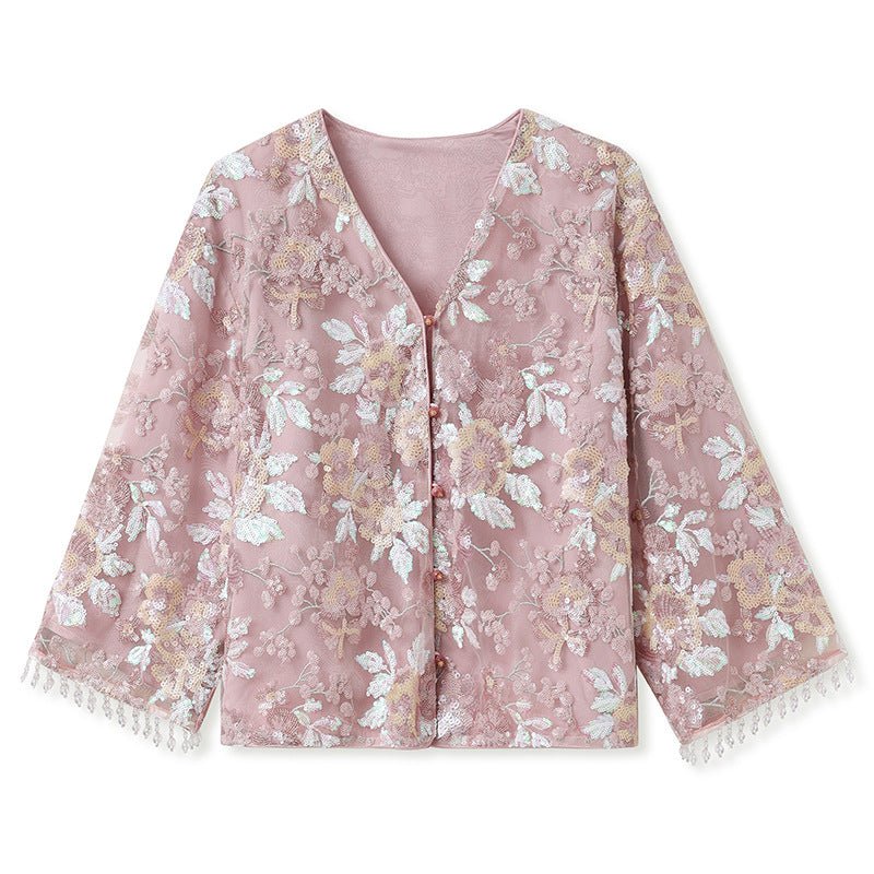 Luxury Embroidered Floral Jacket & Skirt Set(MS307) - Mariam's Collection