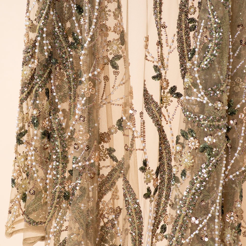 Luxury Hand-Beaded Sequin Embroidered Open Abaya for Eid & Wedding Occasions (MOA305) - Mariam's Collection