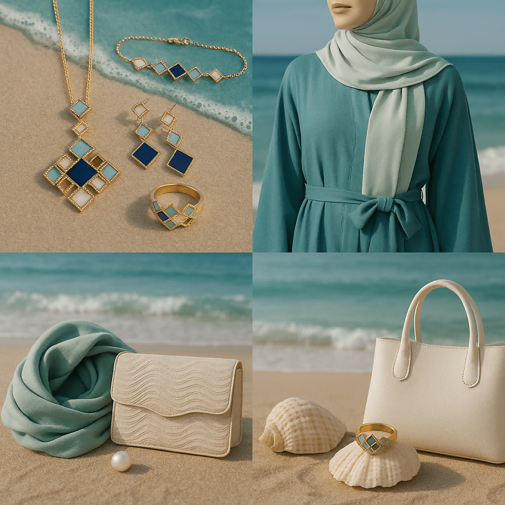 Celeste Geometric Gemstone Jewelry Set | Islamic Blue Stone Jewelry Set