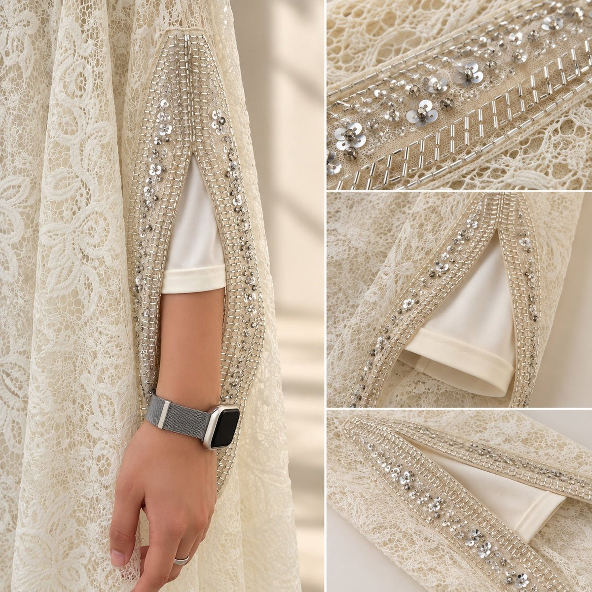 Luxury Lace Beaded Abaya Dress | Wedding & Nikah Occasion Gown (MA470) - Mariam's Collection