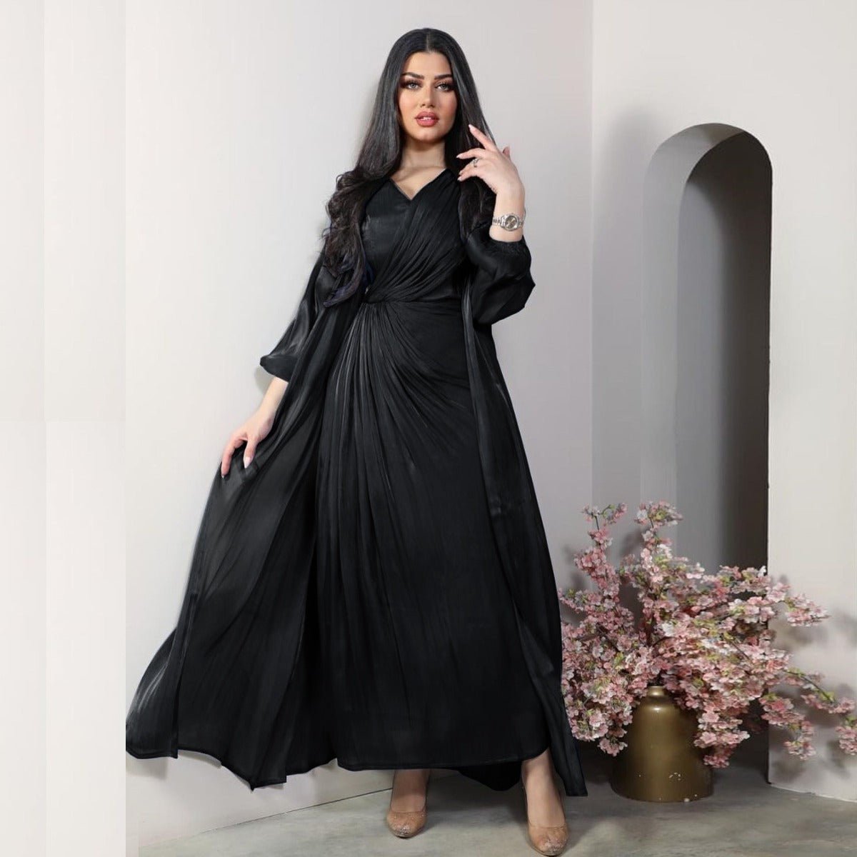 Luxury Modest Fashion Celestial Silk Abaya Set(MOA203) - Mariam's Collection