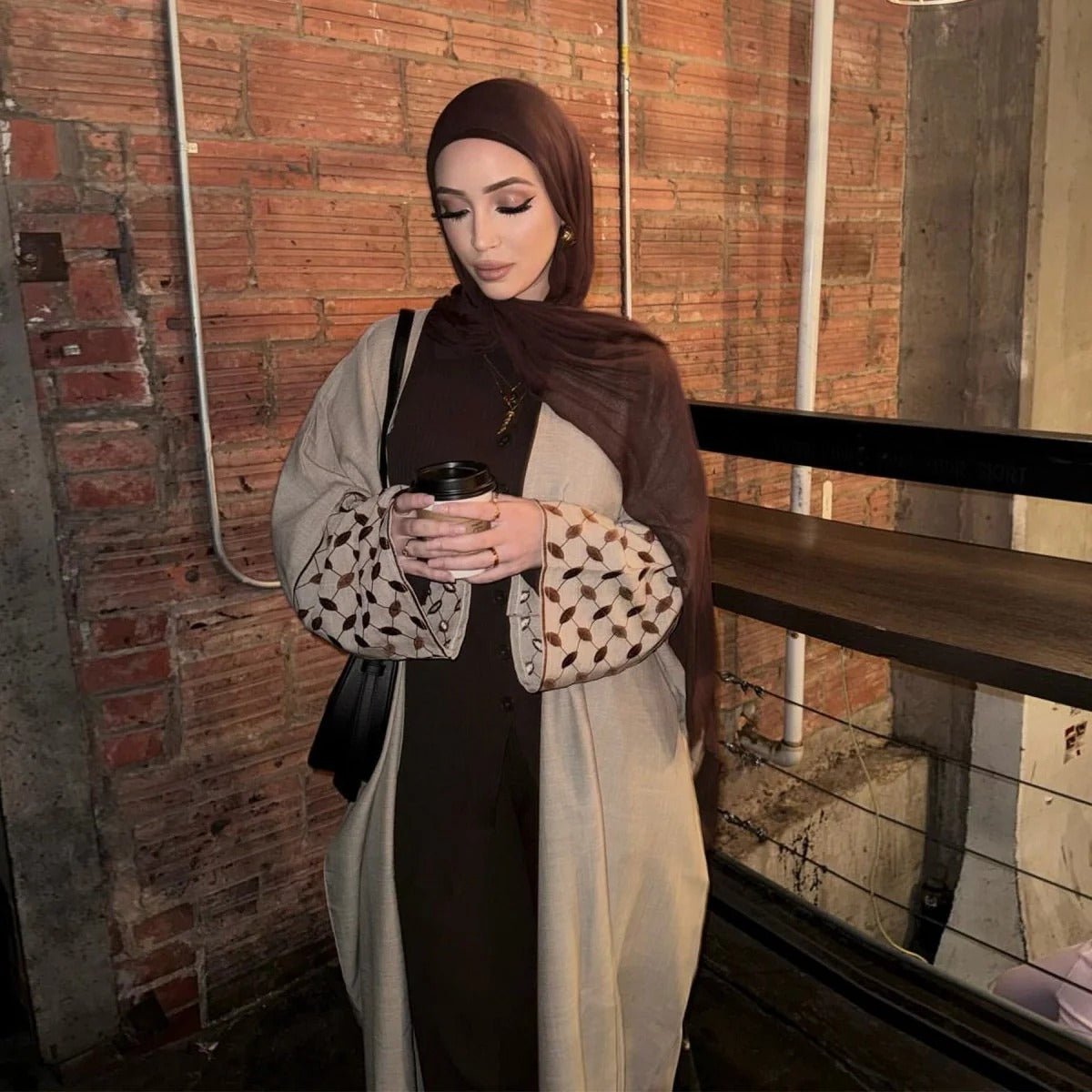 Luxury Muslim Embroidered Elegant Open Abaya Dress. (MOA160) - Mariam's Collection