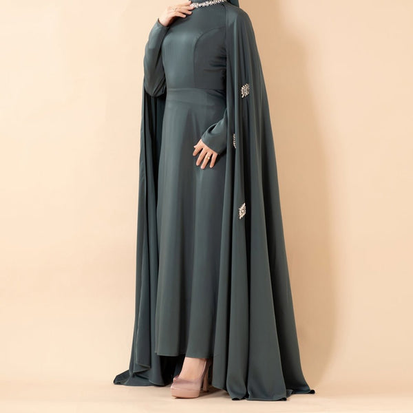 Luxury Satin Royal Cape Abaya(MA326) - Mariam's Collection
