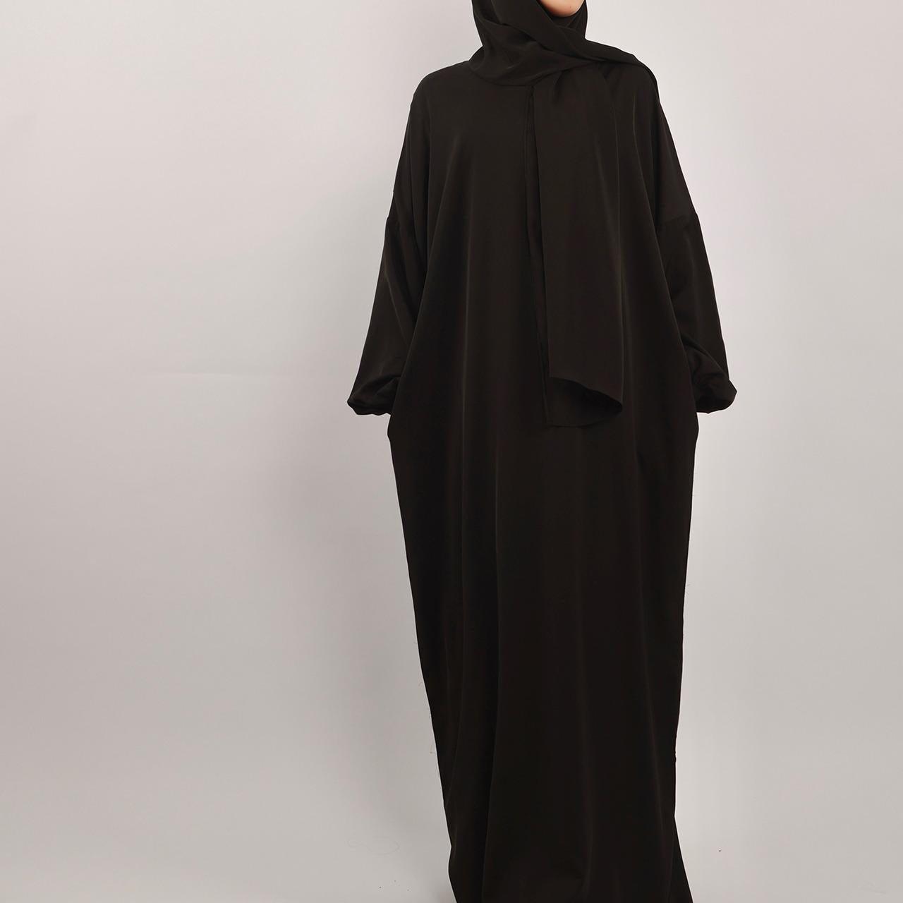 MA001 Hijab Attached Hoodie Abaya With Pockets - Mariam's Collection