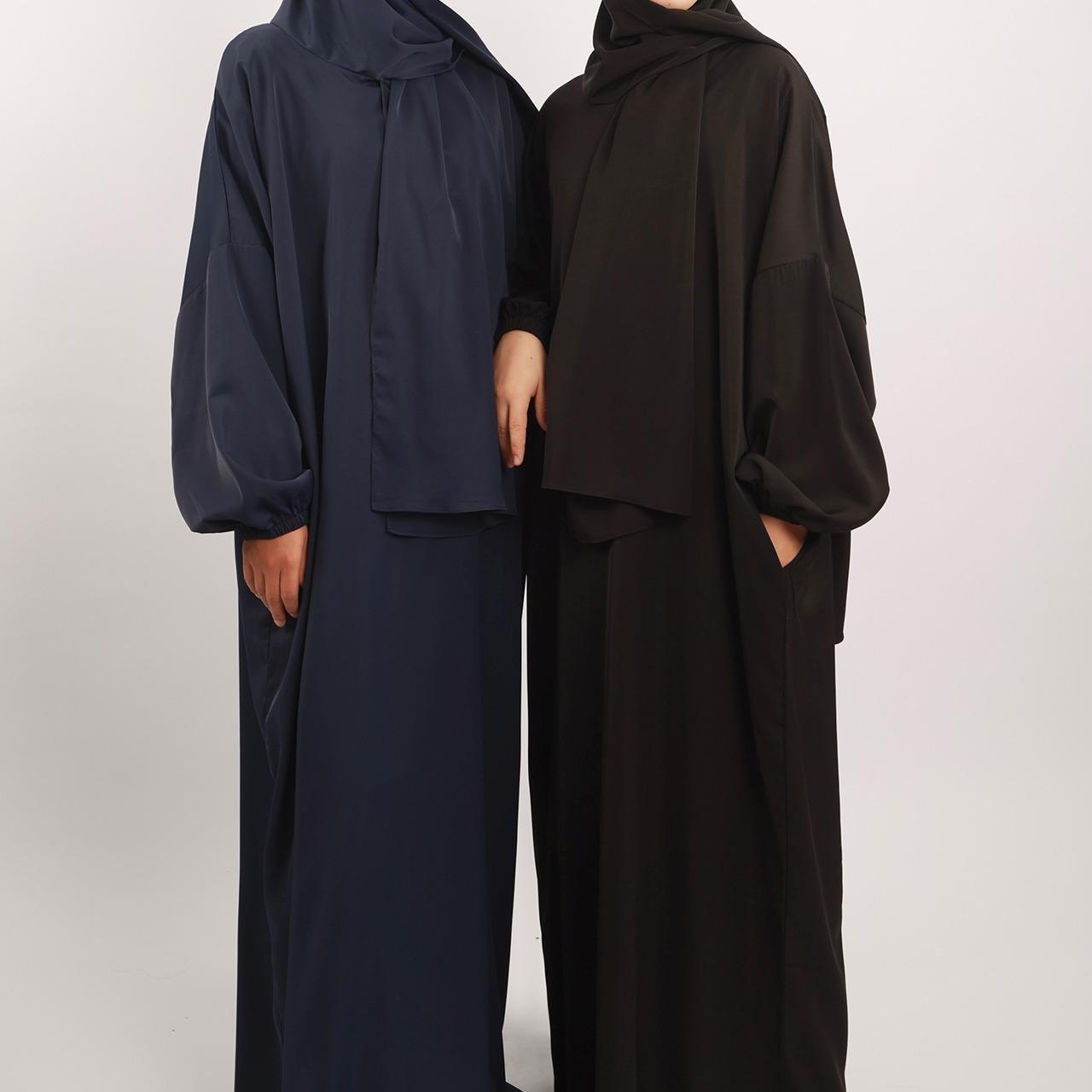 MA001 Hijab Attached Hoodie Abaya With Pockets - Mariam's Collection