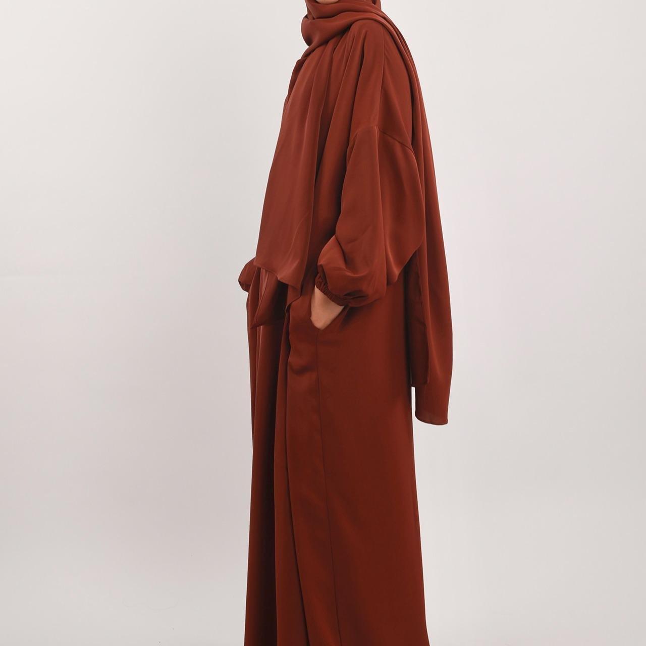 MA001 Hijab Attached Hoodie Abaya With Pockets - Mariam's Collection