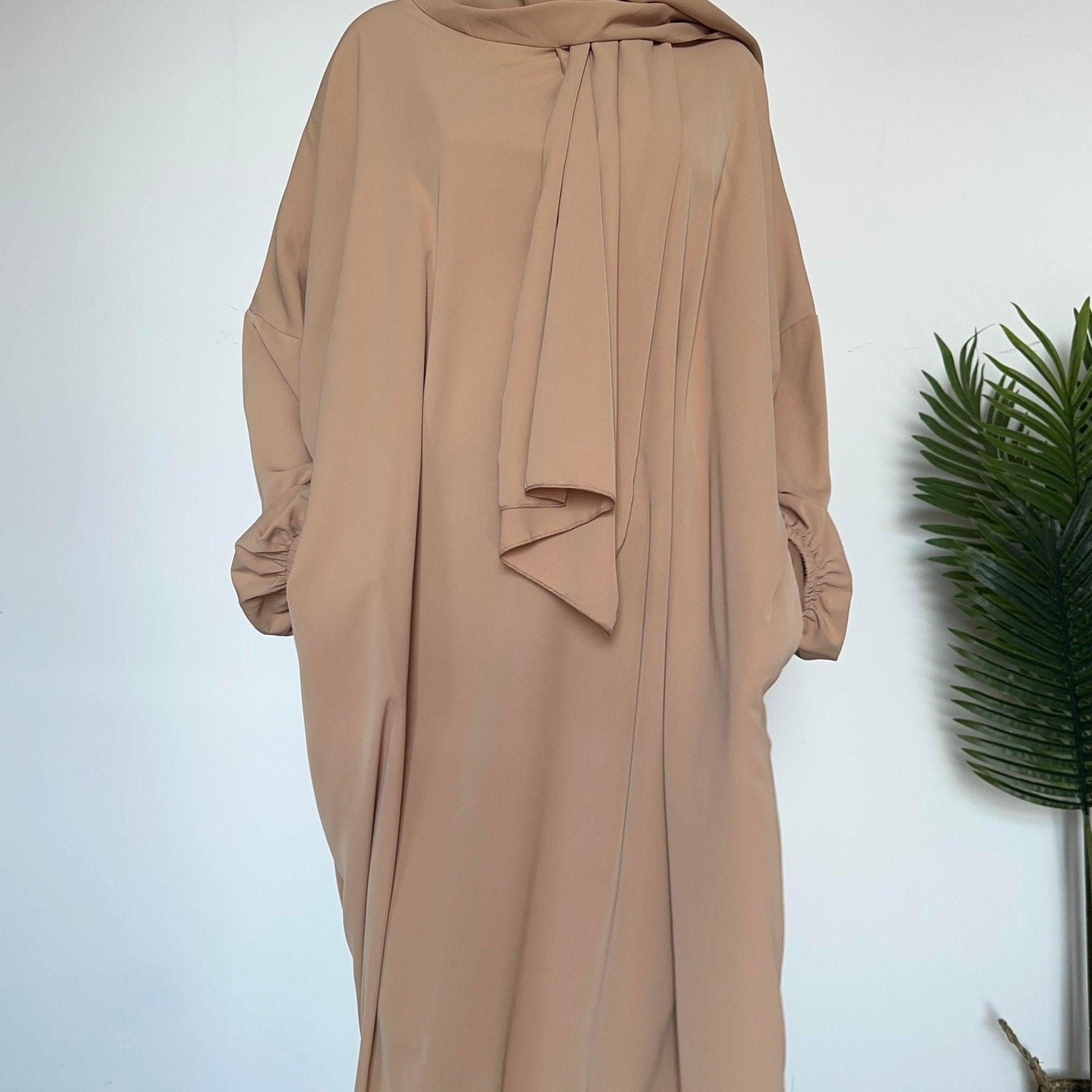 MA001 Hijab Attached Hoodie Abaya With Pockets - Mariam's Collection