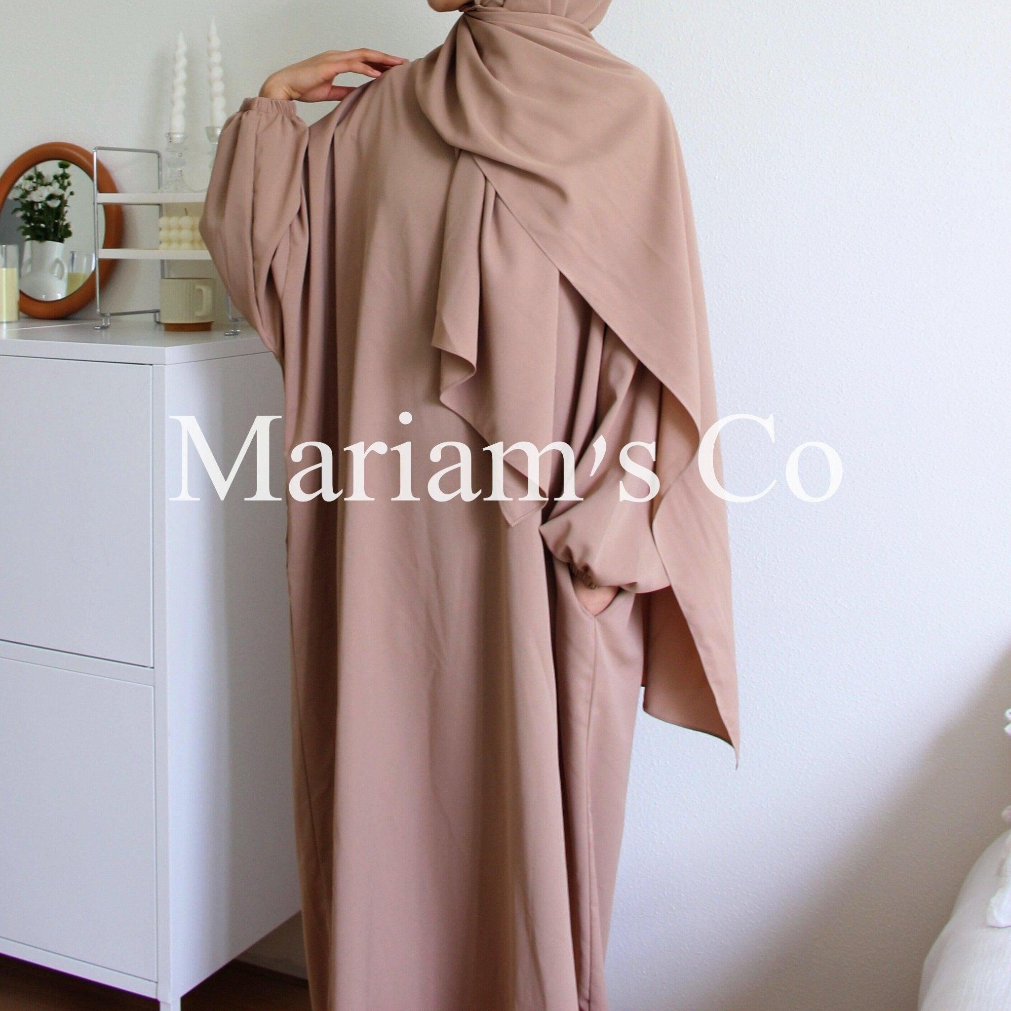 MA0011 Hijab Attached Hooded Abaya With Pockets - Mariam's Collection