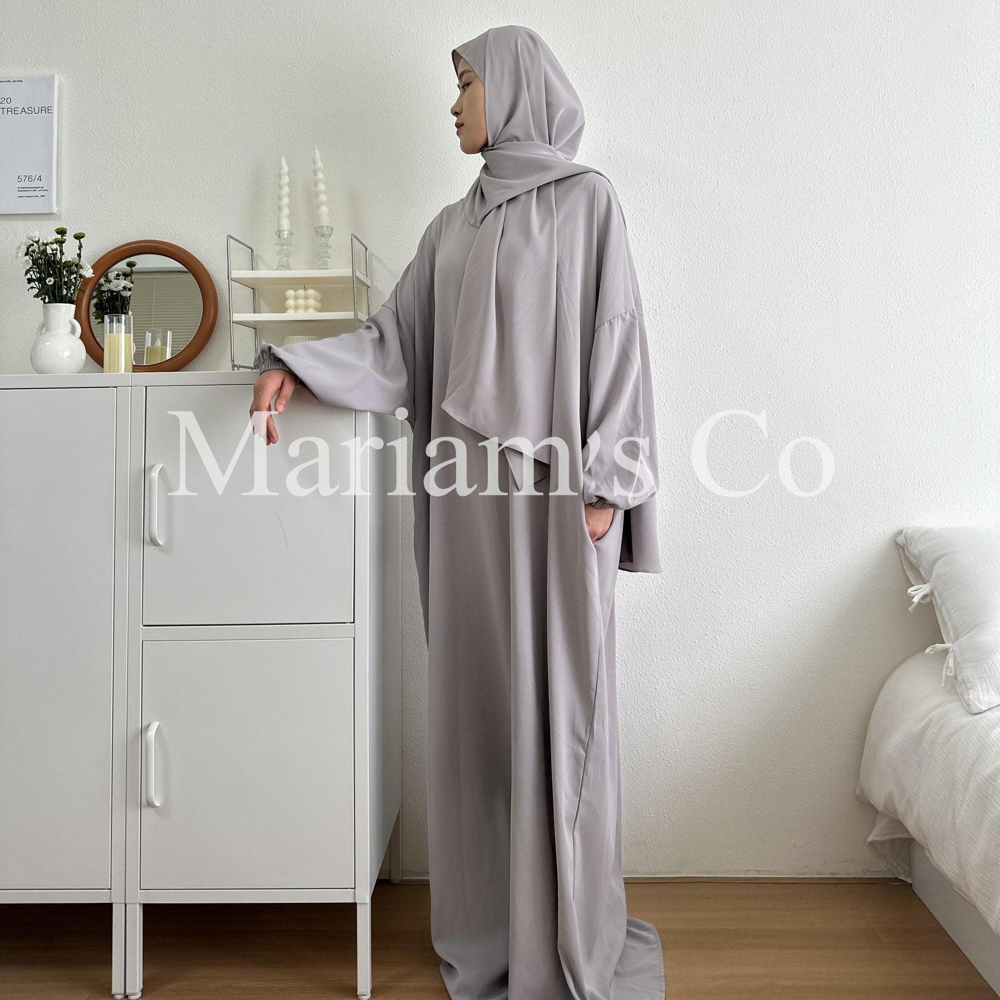 MA0011 Hijab Attached Hooded Abaya With Pockets - Mariam's Collection