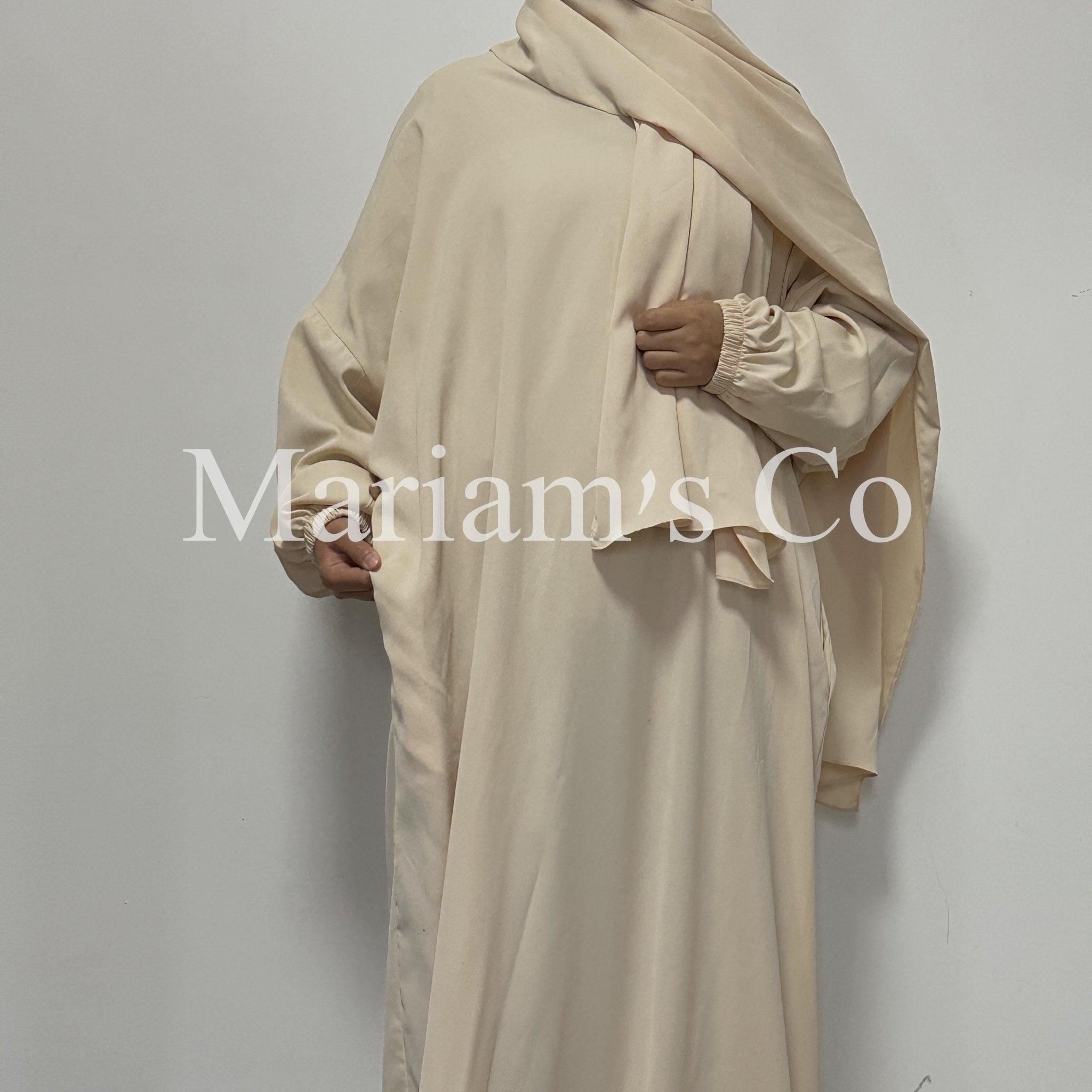 MA0011 Hijab Attached Hooded Abaya With Pockets - Mariam's Collection