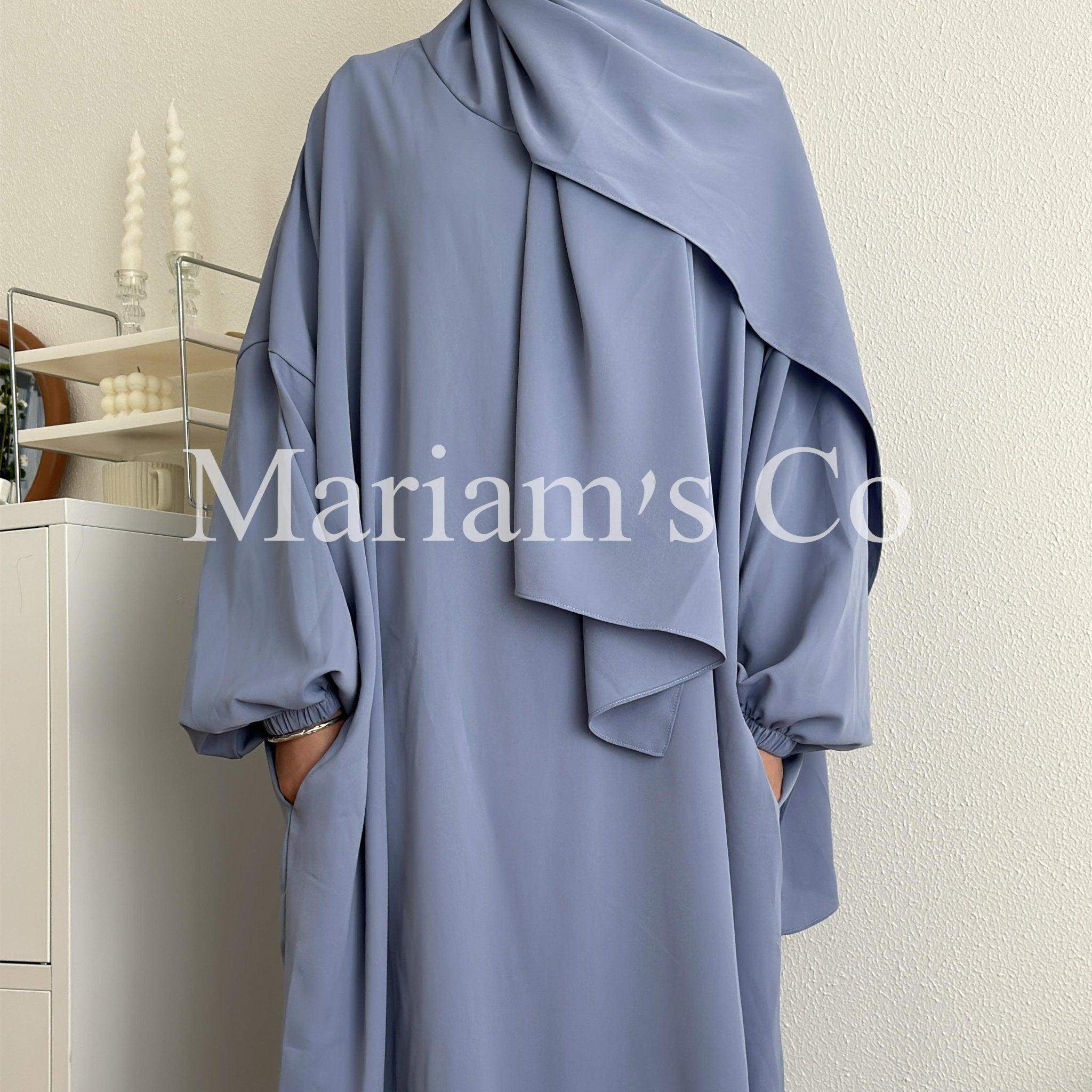 MA0011 Hijab Attached Hooded Abaya With Pockets - Mariam's Collection