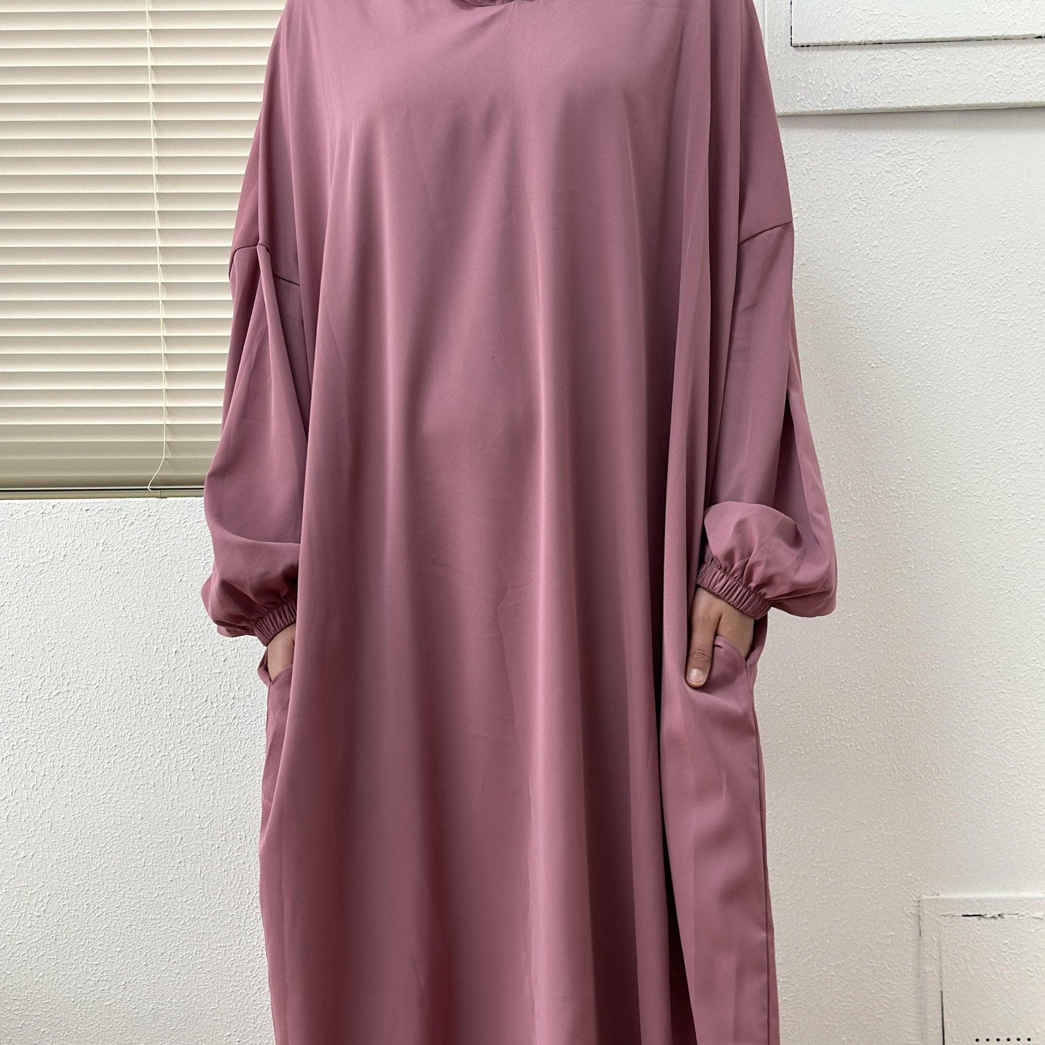 MA0011 Hijab Attached Hooded Abaya With Pockets - Mariam's Collection