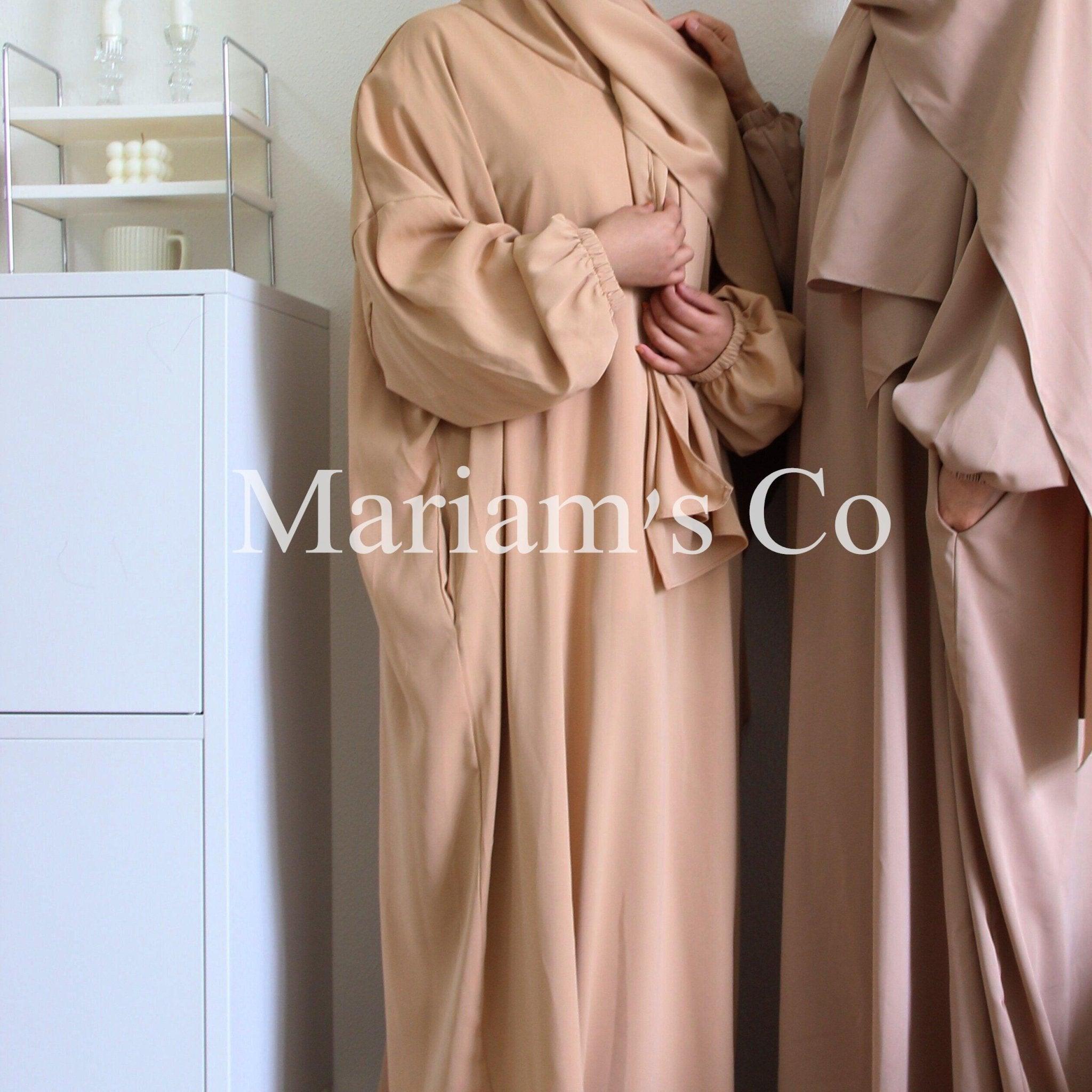 MA0011 Hijab Attached Hooded Abaya With Pockets - Mariam's Collection