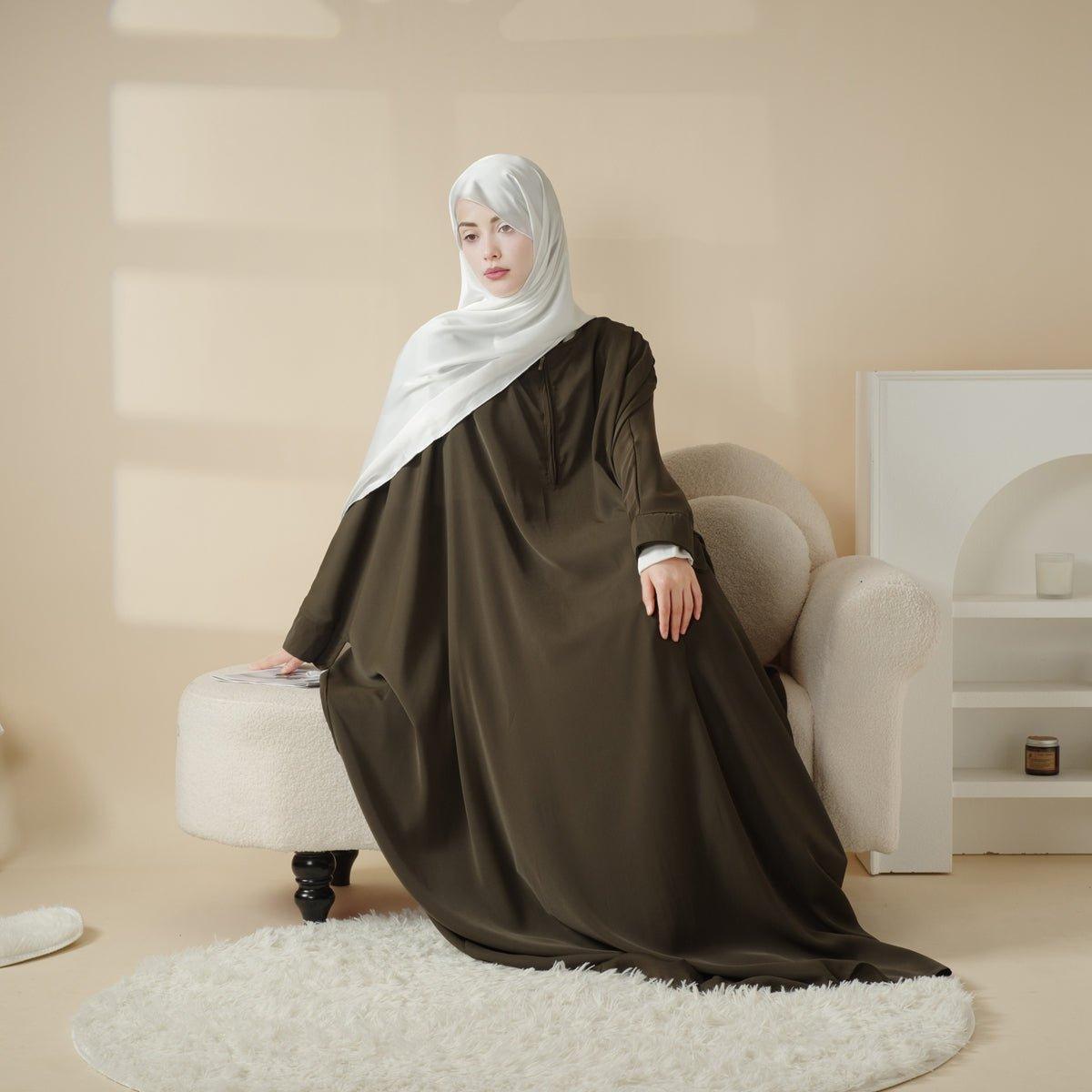 MA003 Front Zipper Nida Abaya Nursing Friendly - Mariam's Collection