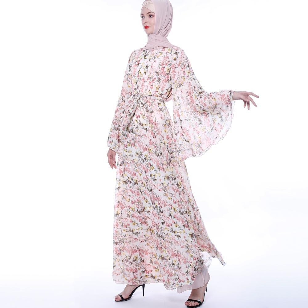 MA021 Double Layered Chiffon Floral Dress - Mariam's Collection