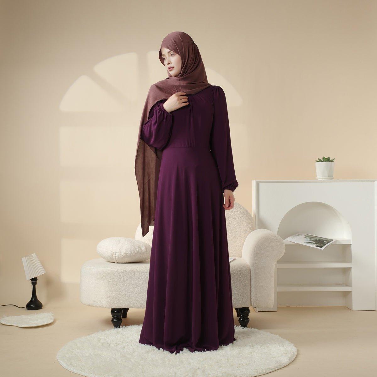 MA022 Big Hem Double Layered Chiffon Dress - Mariam's Collection