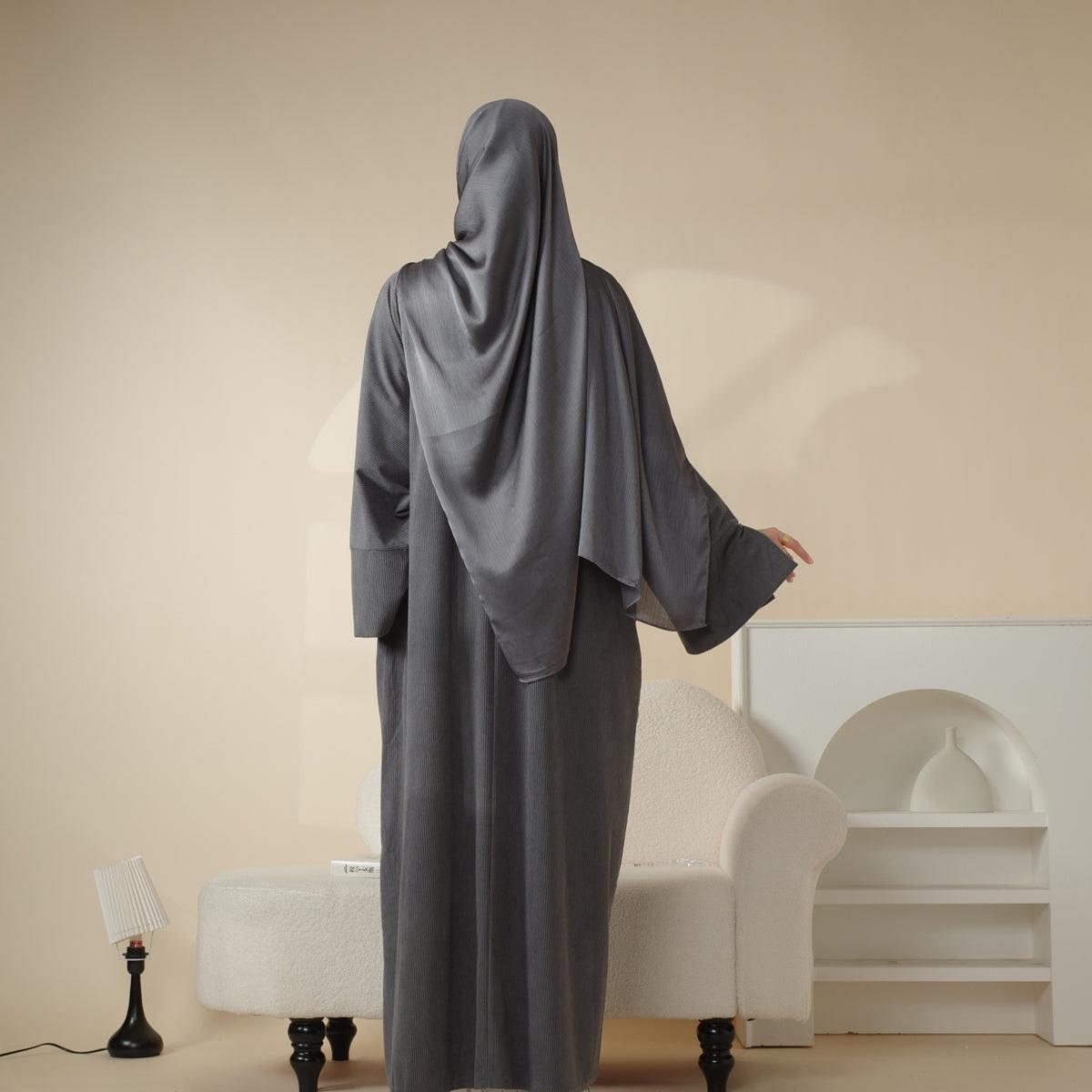 MA045 Corduroy Wide Sleeve Abaya - Mariam's Collection