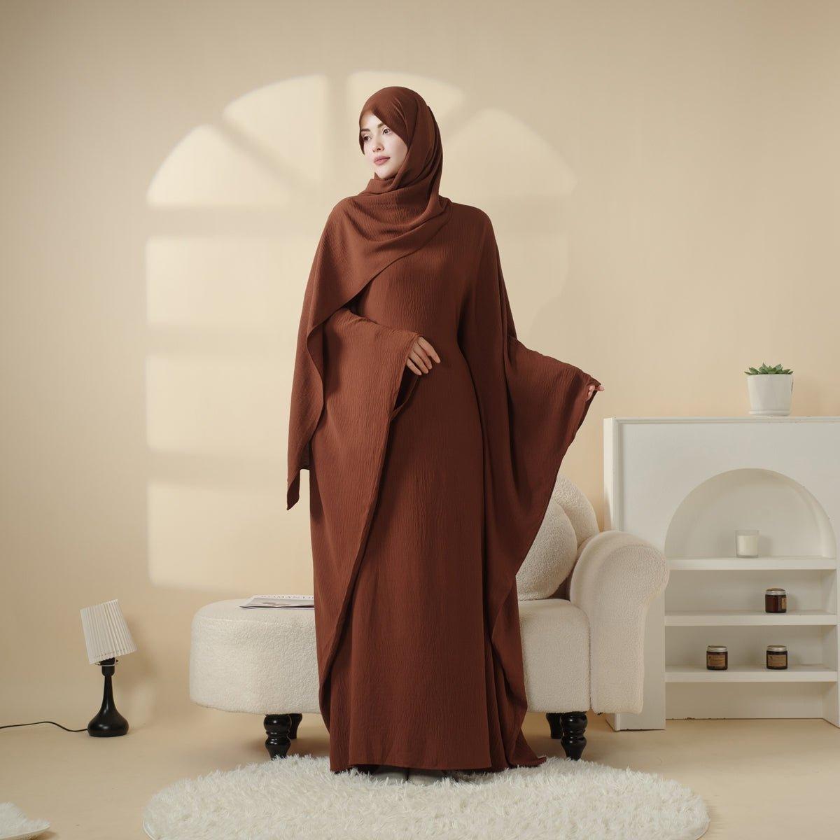 MA048 Butterfly Sleeve Plain Abaya - Mariam's Collection