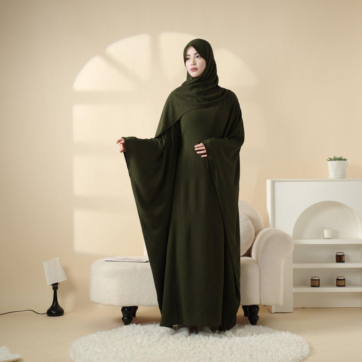 MA048 Butterfly Sleeve Plain Abaya - Mariam's Collection