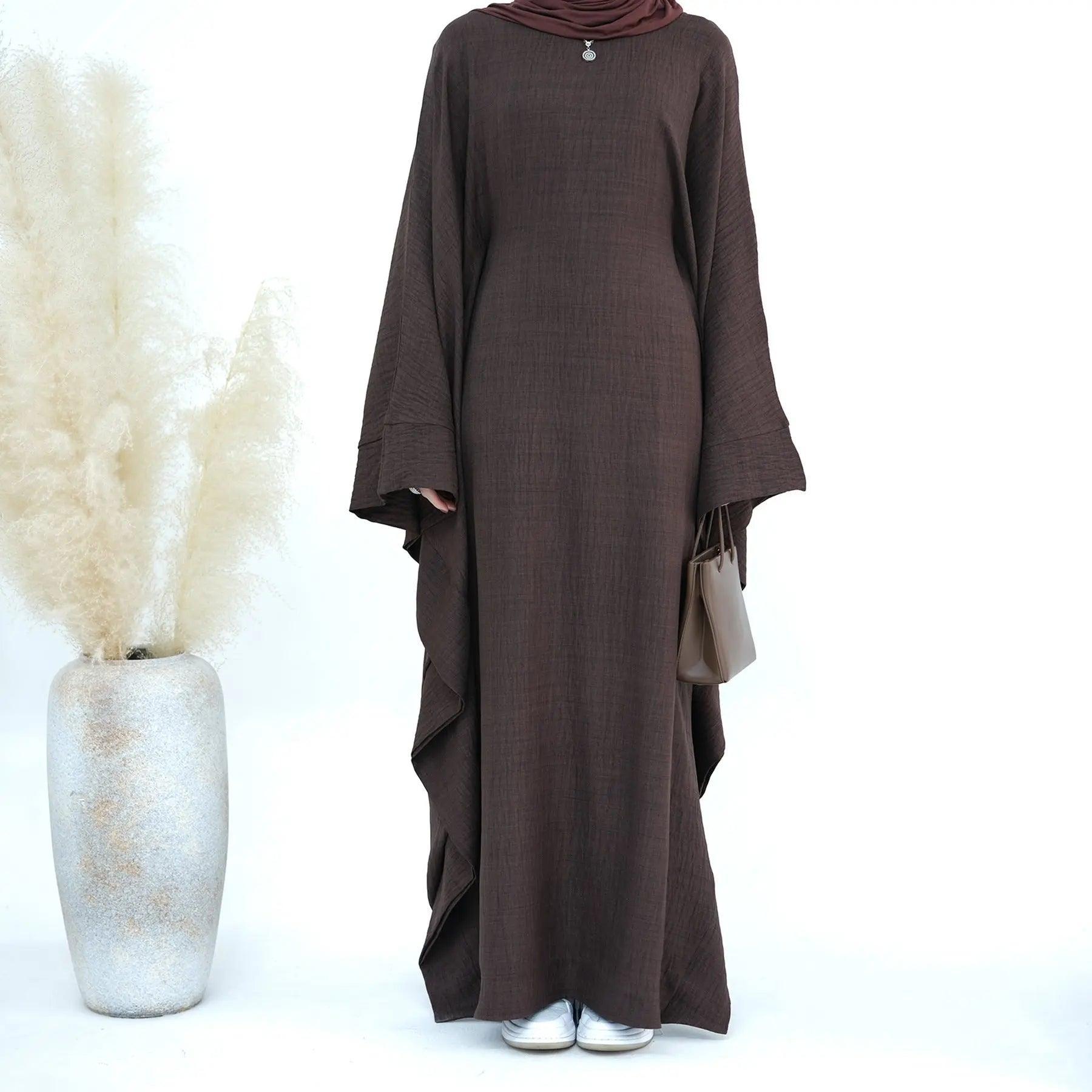 MA050 Batwing Sleeve Farasha Abaya Dress (pre-order) - Mariam's Collection