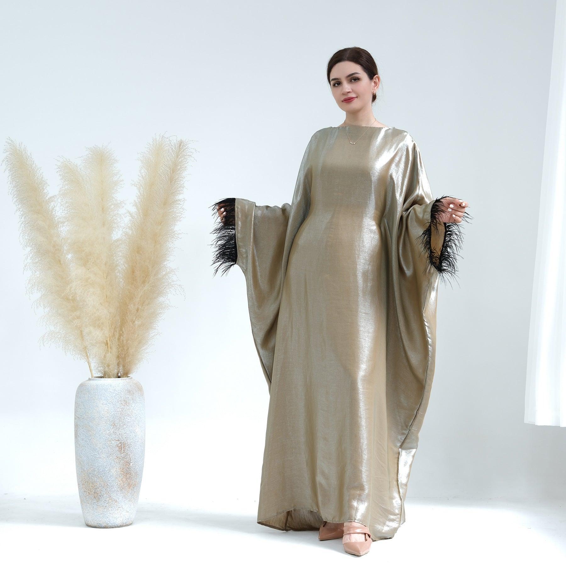 MA052 Party Feather Sleeves Abaya - Mariam's Collection