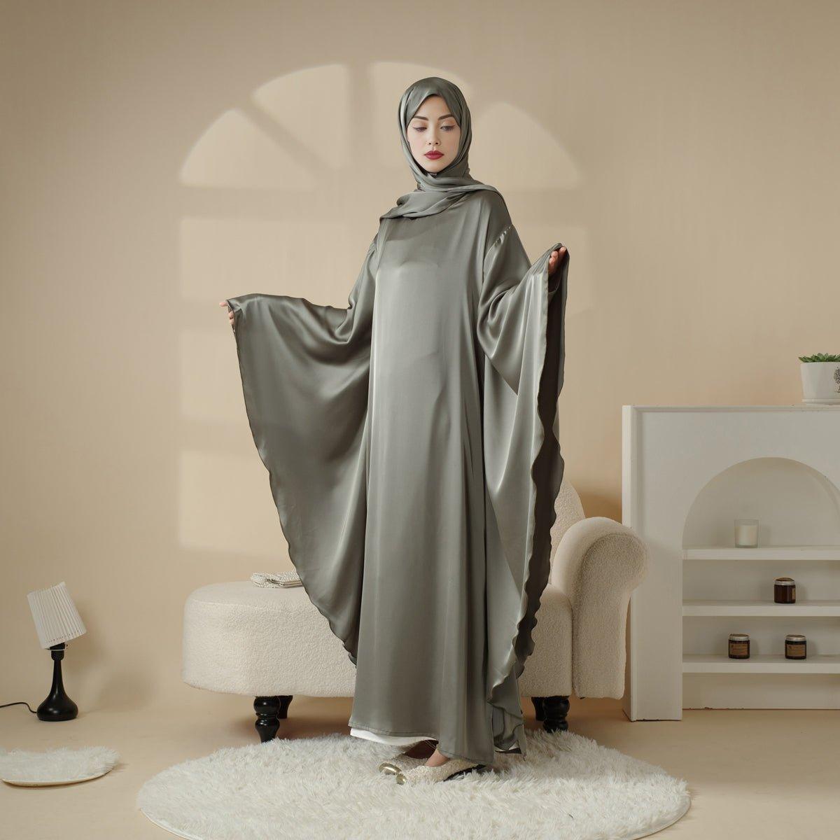 Luxury Satin Floaty Kaftan Abaya With Matching Hijab