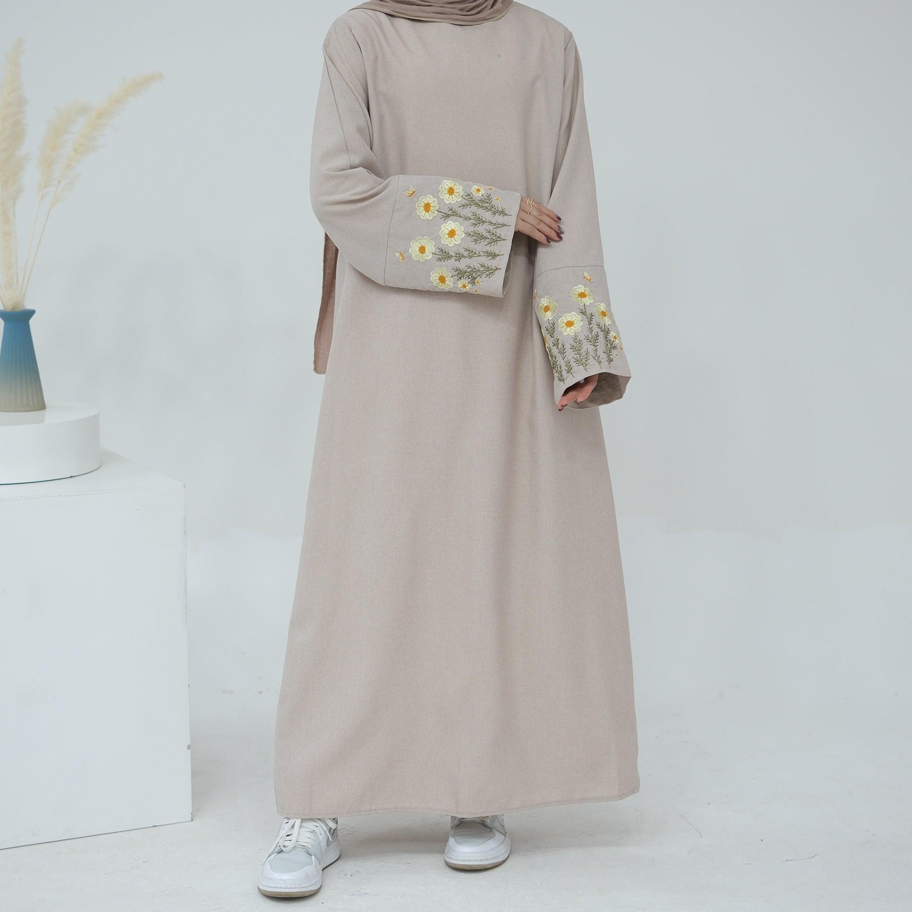 MA058 Floral Embroidery Elegant Abaya - Mariam's Collection