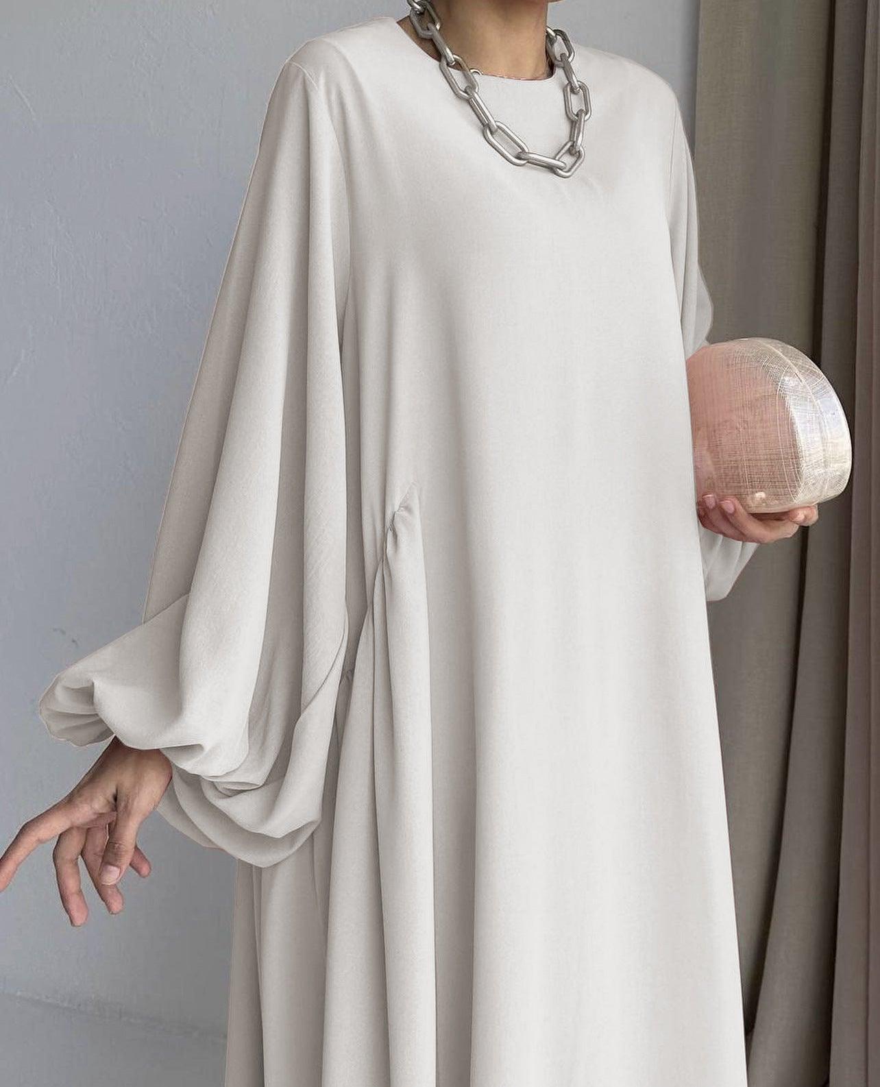 MA066 Simple Puff Sleeve Abaya - Mariam's Collection