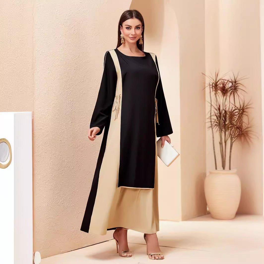 MA068 Patchwork Slimming Abaya - Mariam's Collection