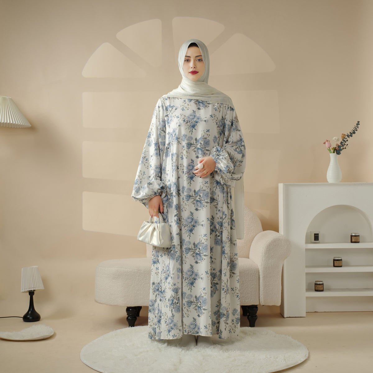 MA082 Printed Reversible Abaya - Mariam's Collection