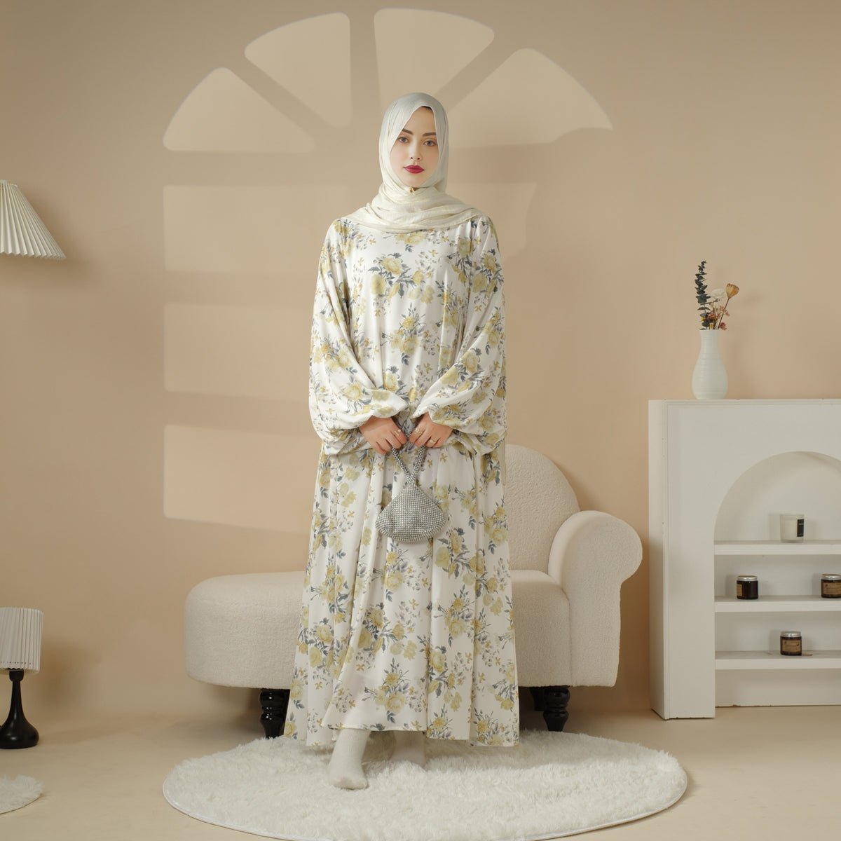 MA082 Printed Reversible Abaya - Mariam's Collection