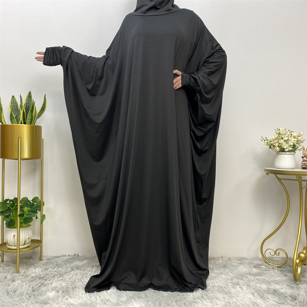 MA086 Large Hem Batwing Hooded Abaya - Mariam's Collection