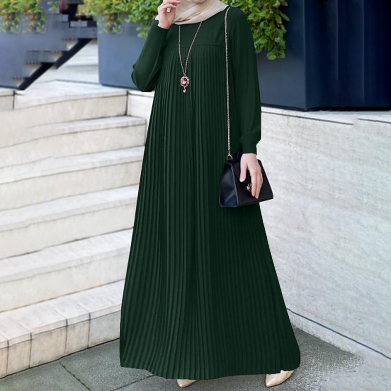 MA094 Simple Solid Color Pleated Abaya - Mariam's Collection