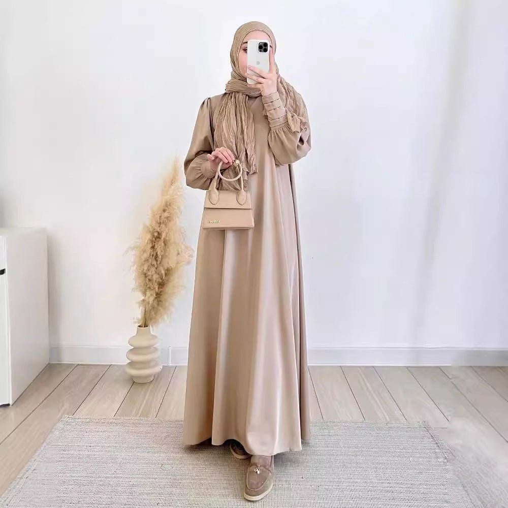 Tight Cuff Abaya Made With Solid Satin (MA099)