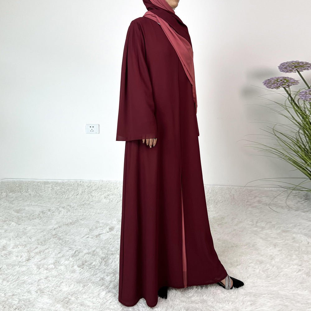 MA100 Patchwork Color Clash Abaya 2 - Piece Set - Mariam's Collection