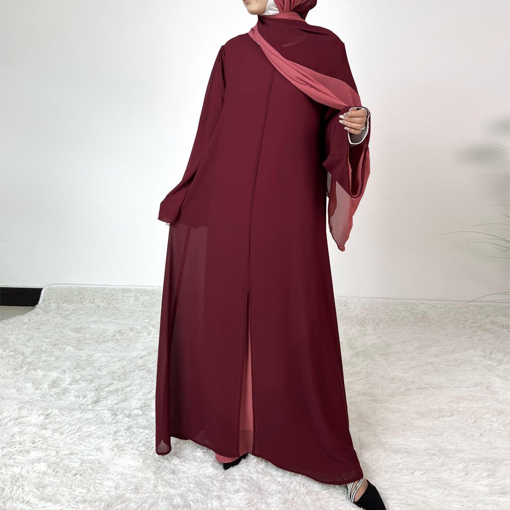 MA100 Patchwork Color Clash Abaya 2 - Piece Set - Mariam's Collection