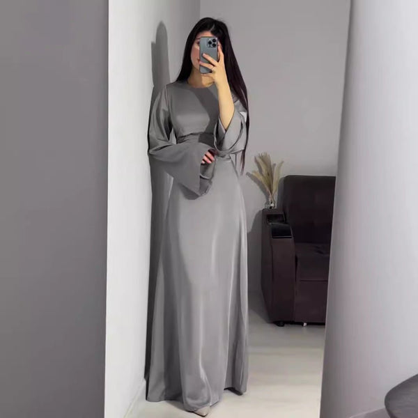 MA106 Waist Slimming Strappy Solid Color Abaya - Mariam's Collection