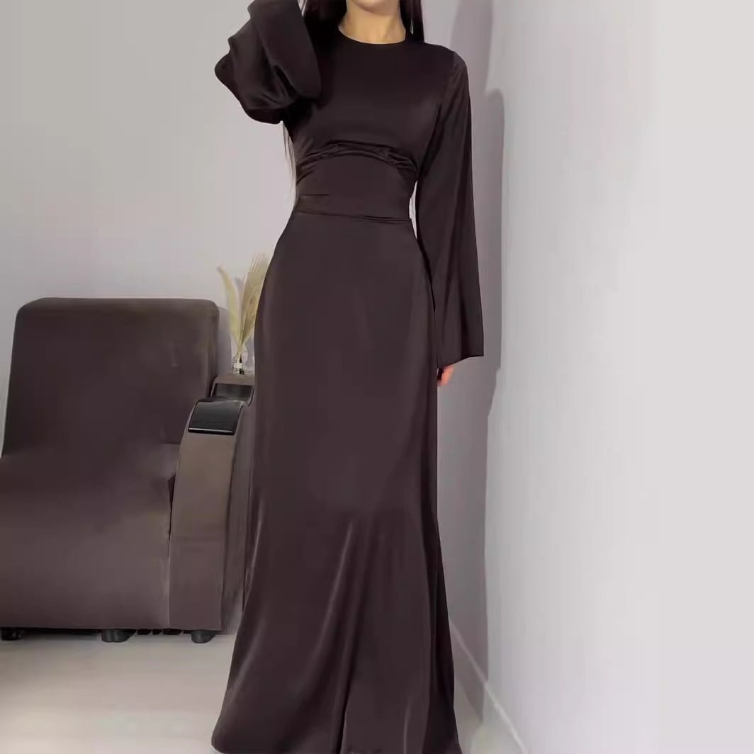 MA106 Waist Slimming Strappy Solid Color Abaya - Mariam's Collection