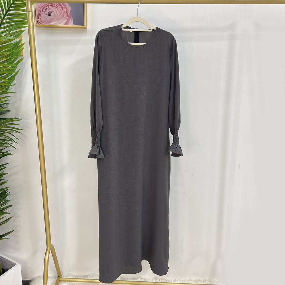 MA107 Crepe Solid Colour Trumpet Elasticated Sleeve Abaya - Mariam's Collection