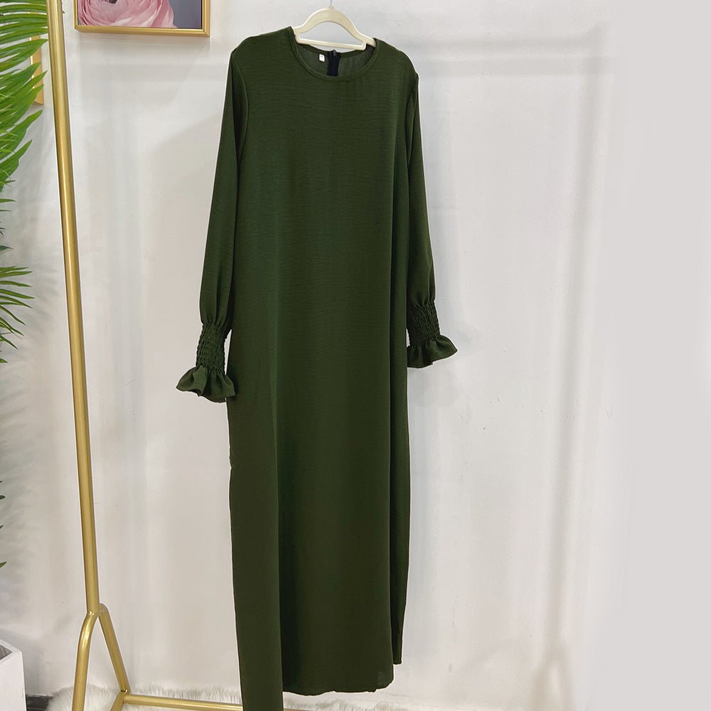 MA107 Crepe Solid Colour Trumpet Elasticated Sleeve Abaya - Mariam's Collection