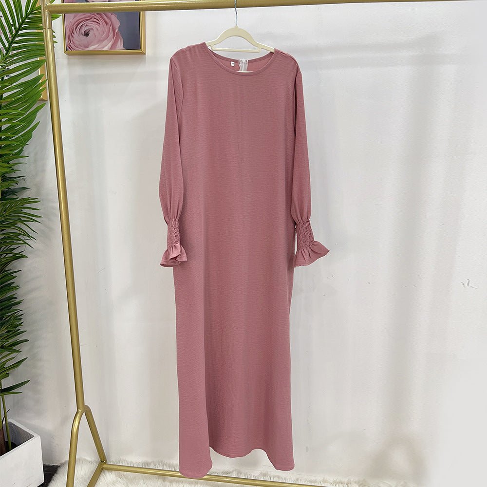 MA107 Crepe Solid Colour Trumpet Elasticated Sleeve Abaya - Mariam's Collection