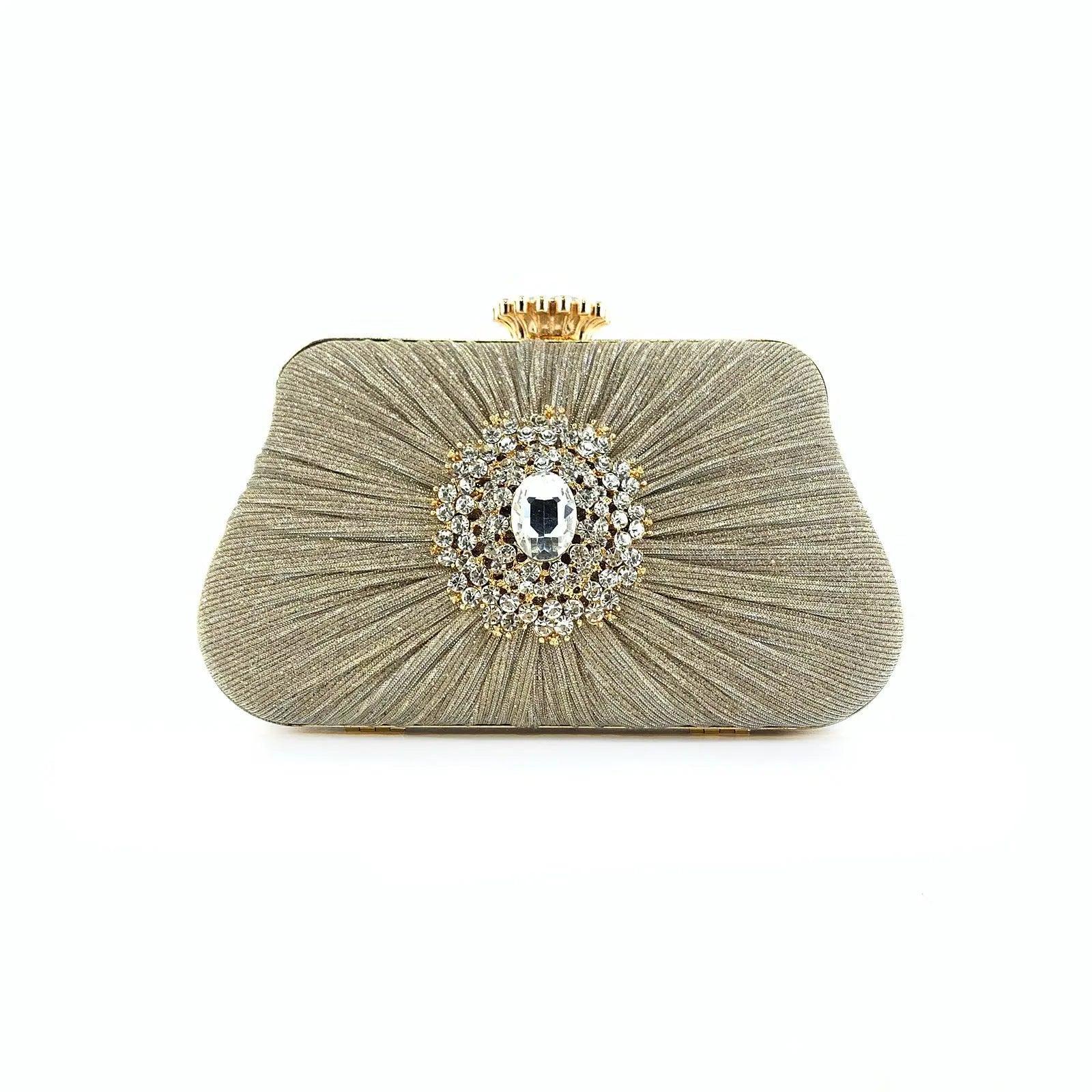 MAC033 Women's Pleated Craft Rhinestone Bag - Mariam's Collection