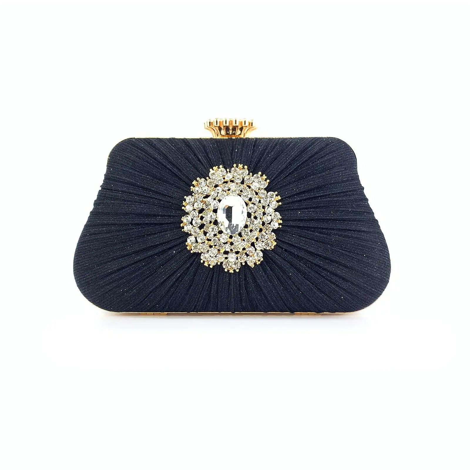 MAC033 Women's Pleated Craft Rhinestone Bag - Mariam's Collection