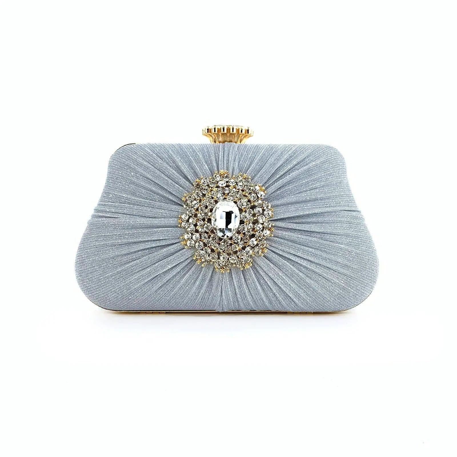 MAC033 Women's Pleated Craft Rhinestone Bag - Mariam's Collection