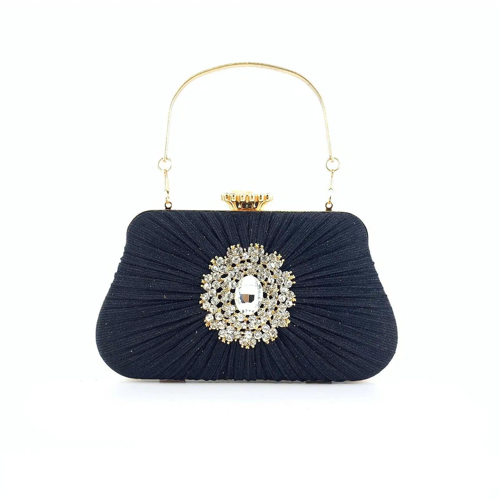 MAC033 Women's Pleated Craft Rhinestone Bag - Mariam's Collection