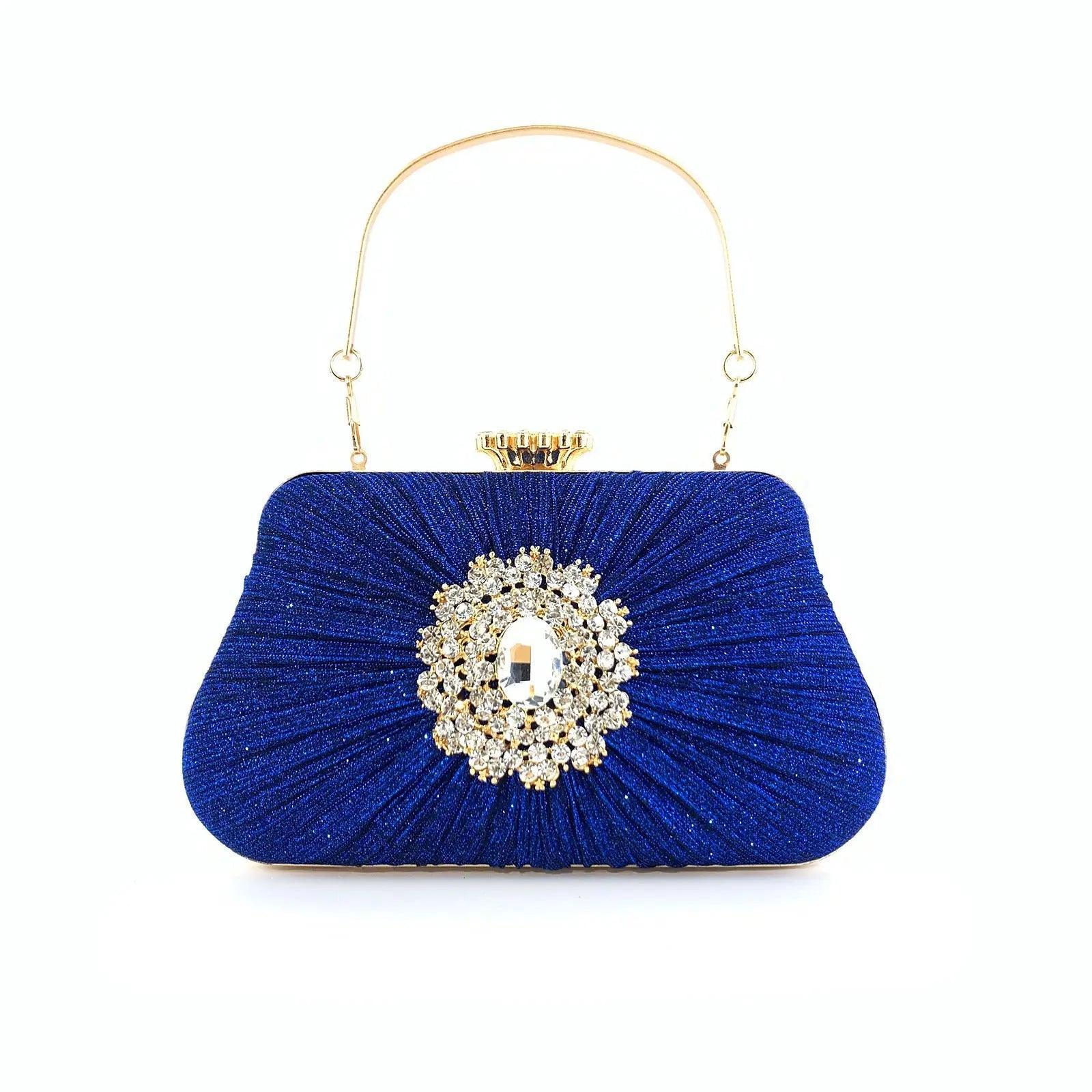 MAC033 Women's Pleated Craft Rhinestone Bag - Mariam's Collection